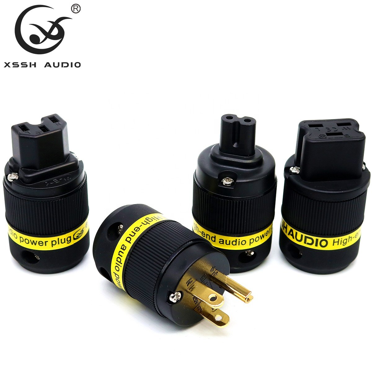 15A 20A Schuko Jack YIVO XSSH Audio DIY OEM Pure Copper Gold Plated HIFI Electrical US EU Power Male+IEC Female Connector Plug