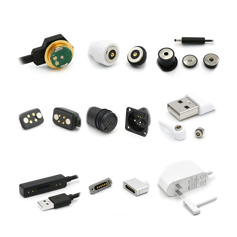 Waterproof Wire Harness Magnetic Smt Screwing Pogo Pins Connector Cable Pcb Mount High Current Charging Base Electric Contact