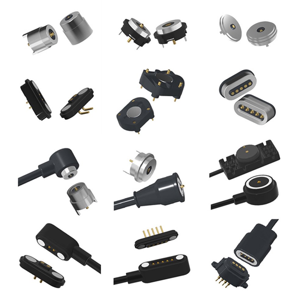 Waterproof Wire Harness Magnetic Smt Screwing Pogo Pins Connector Cable Pcb Mount High Current Charging Base Electric Contact