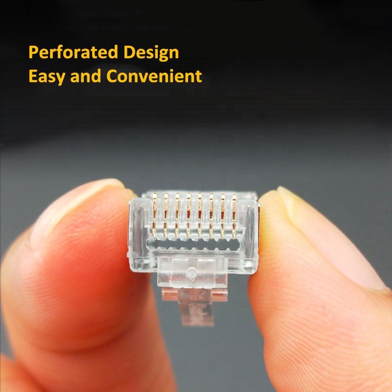 EZ Plug Cat5e Cat6 RJ45 Plug Through-hole UTP 8P8C Connector Modular Female Jack Computer connector 30u 50u gold plating