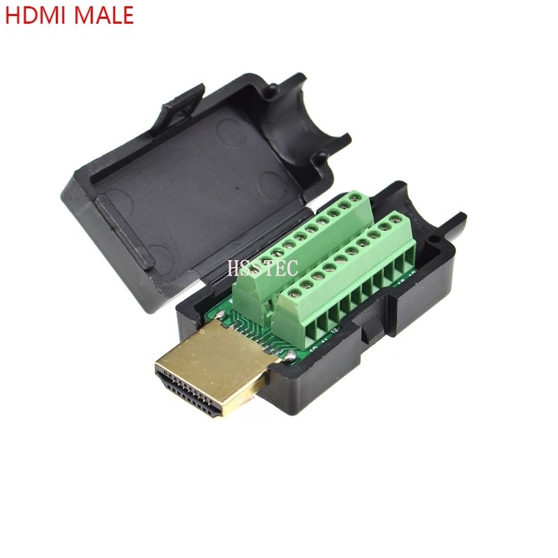 19PIN male plug connector to terminal adapter with black shell wire cable free solder 19 pin