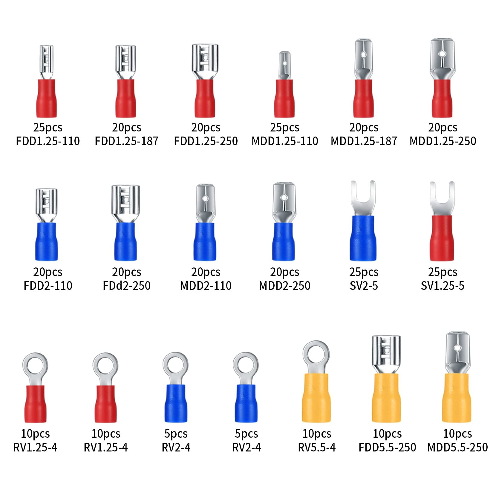 Sundimo 320 Pcs Insulated Wire Crimp Connectors, Electrical Cable Connectors Assorted, Male/Female Wire Crimp Terminals