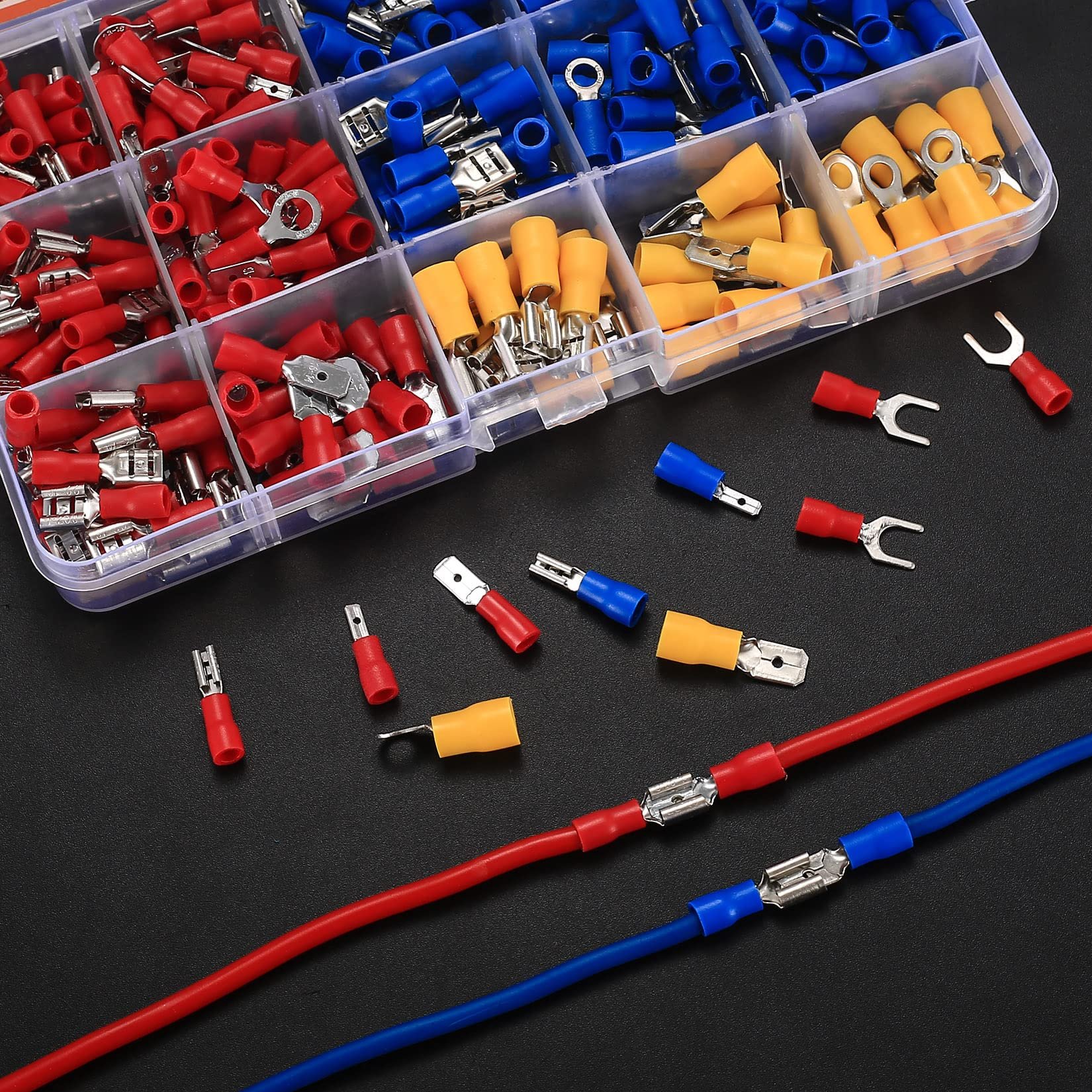 Sundimo 320 Pcs Insulated Wire Crimp Connectors, Electrical Cable Connectors Assorted, Male/Female Wire Crimp Terminals