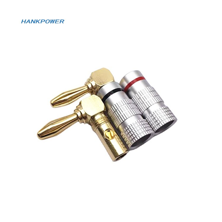 90 Degree 4mm Banana Plug Gold Plated Musical Speaker Aluminium Shell Banana Plugs Connectors