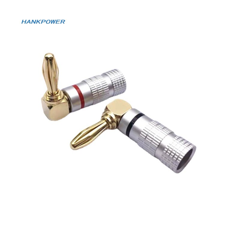 90 Degree 4mm Banana Plug Gold Plated Musical Speaker Aluminium Shell Banana Plugs Connectors