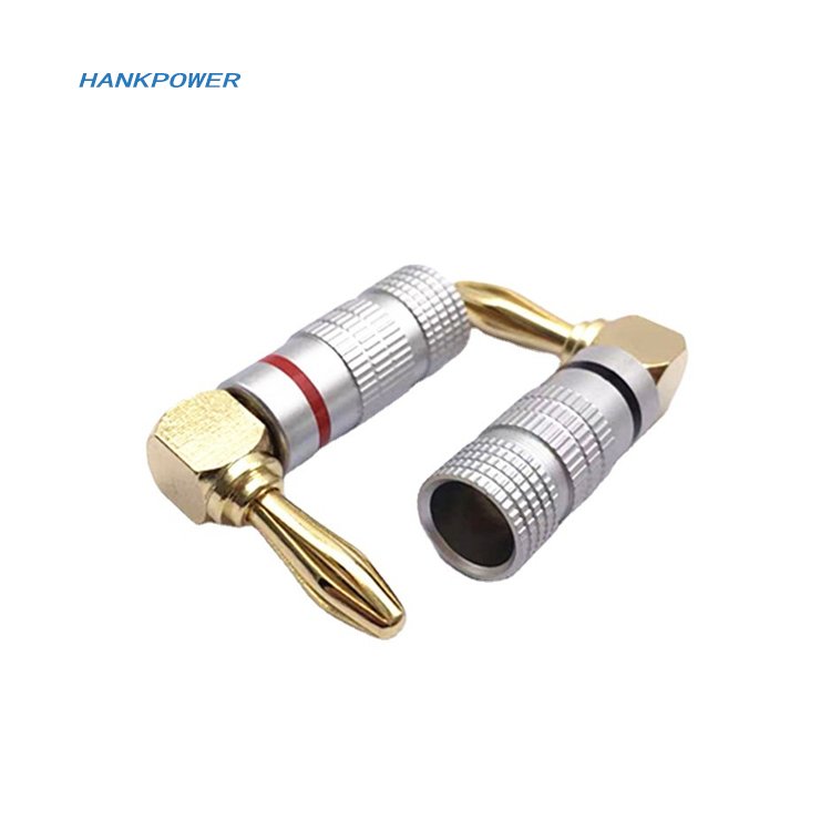 90 Degree 4mm Banana Plug Gold Plated Musical Speaker Aluminium Shell Banana Plugs Connectors
