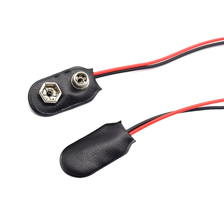 I Type 9V Clip-on Battery Connector Leather Shell 9v battery snap clip Connector Battery Holder 150mm Cable