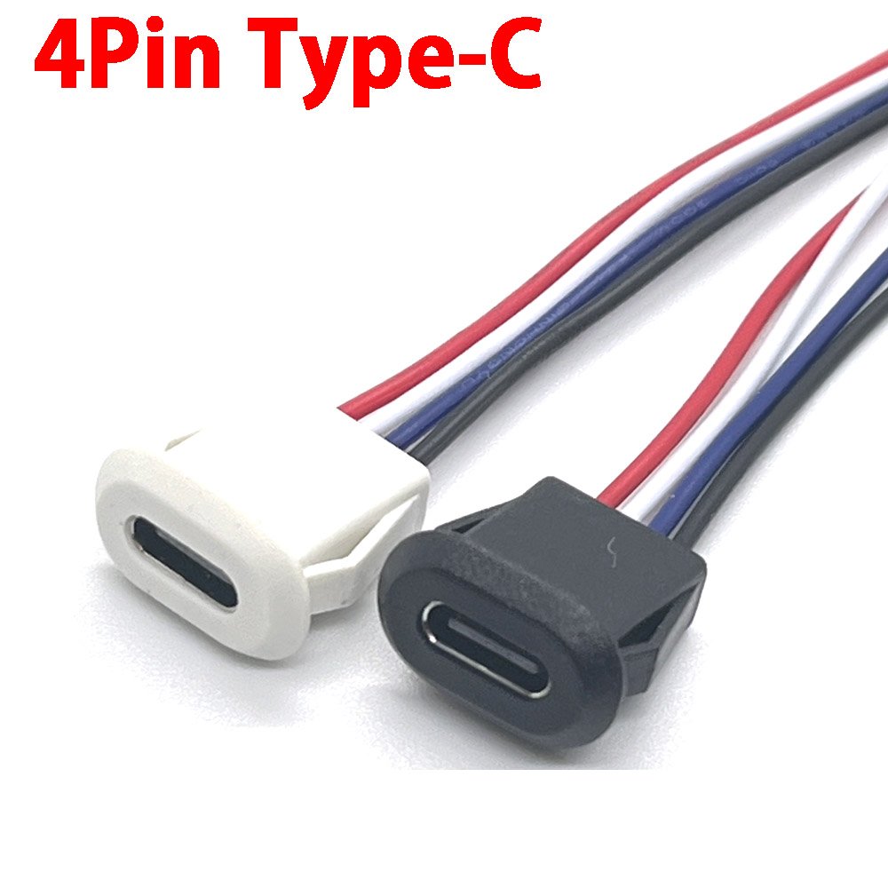4pin 6pin USB Type C Connector Type-C With card buckle Female 5A High Current Fast Charging Jack Port USB-C Charger Plug Socket