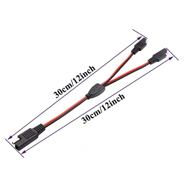 SAE Connector Male to Female Plug Extension Cable Adapter Cord Quick Disconnect Release Wire Harness with Solar Battery