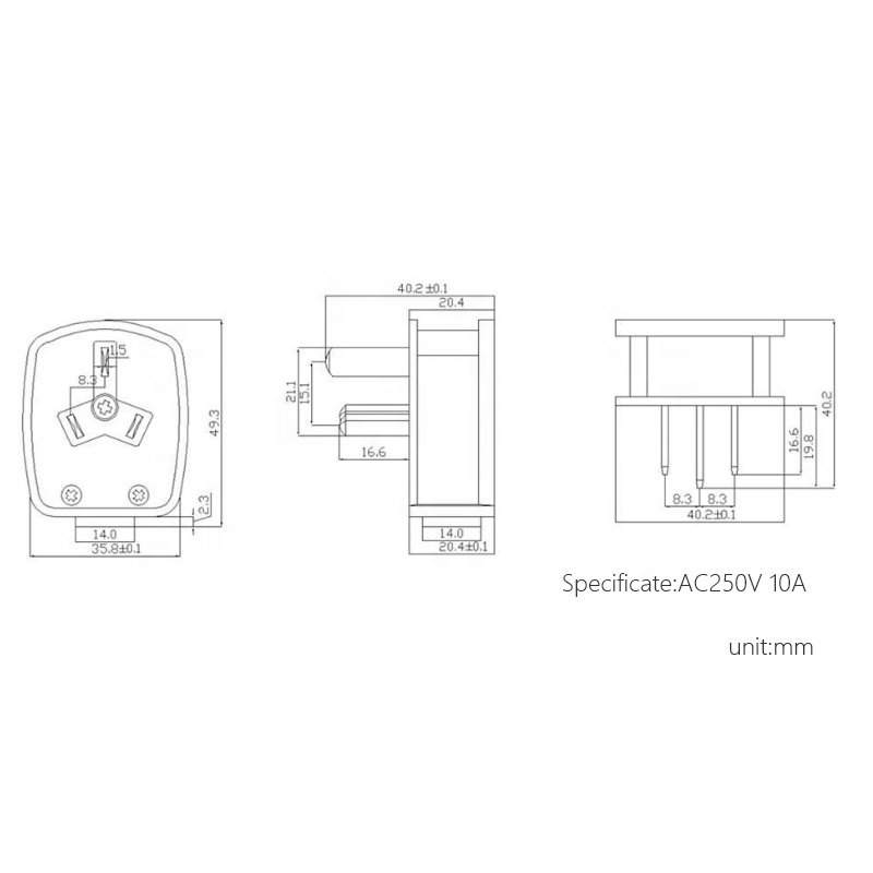 Australia Wiring Plug New Zealand Type I 3 pins Electric Power Connector White AU Angle Detachable Cord Wire Plug
