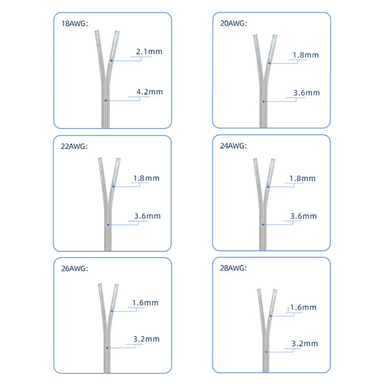 DC Power Cables Clear Silver Extension Cord Pure Copper Tinned 2 Core Transparent Connector Cable Led Neon Light Electric Wire