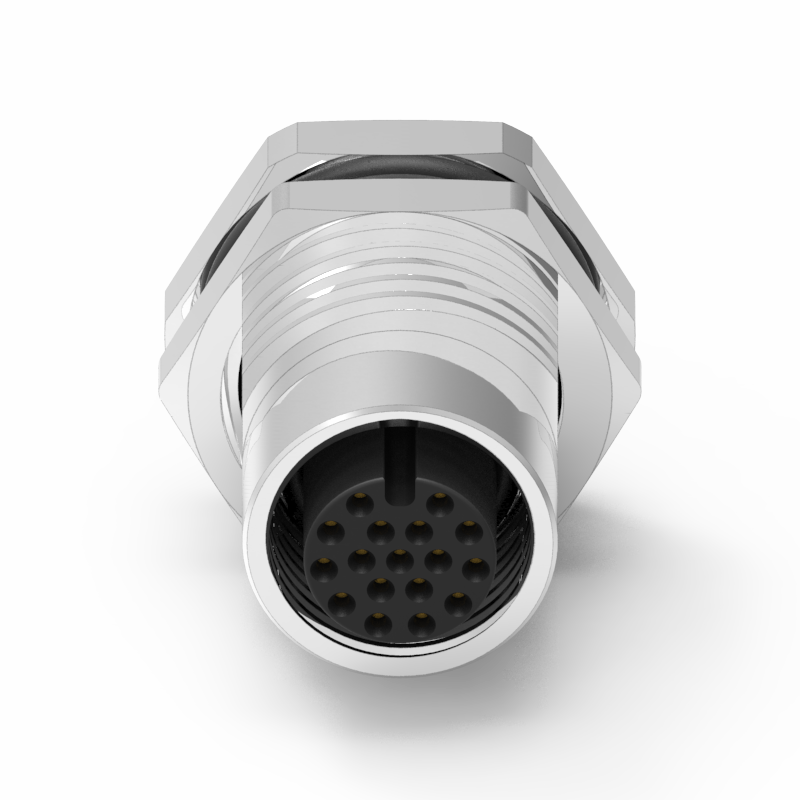 M12 A-Coded 17PIN Front Lock Waterproof Connector