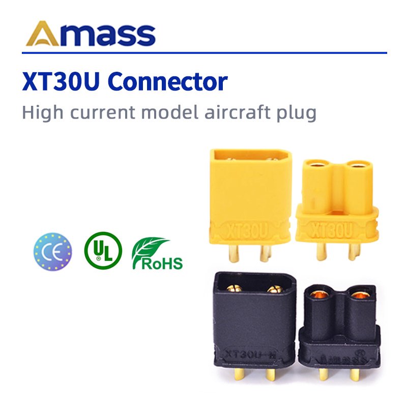 Factory price direct selling Small volume large current gold plated Yellow plug Amass 2 pin XT30U Male and female connectors