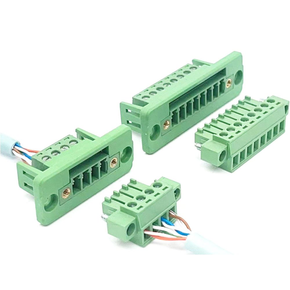 15EDGWC Through wall terminal blocks 3.81mm with flange fixed frame plug-in terminal socket connector