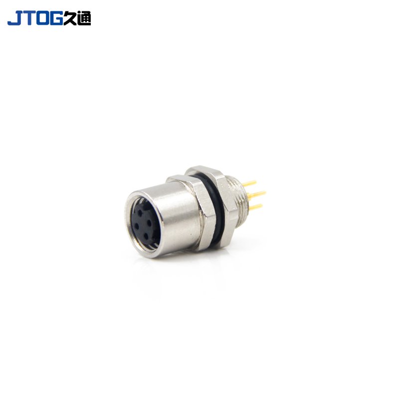M8 4 pin Female Waterproof PCB Panel Front Mount Flange Socket Circular Connector
