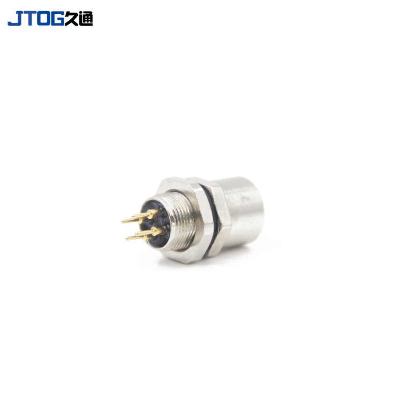 M8 4 pin Female Waterproof PCB Panel Front Mount Flange Socket Circular Connector