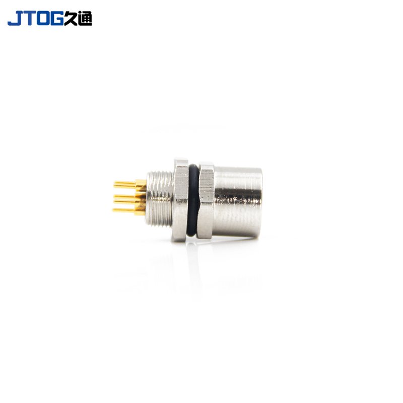 M8 4 pin Female Waterproof PCB Panel Front Mount Flange Socket Circular Connector
