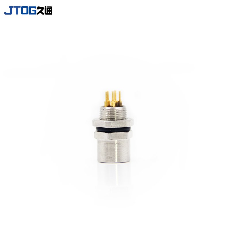 M8 4 pin Female Waterproof PCB Panel Front Mount Flange Socket Circular Connector