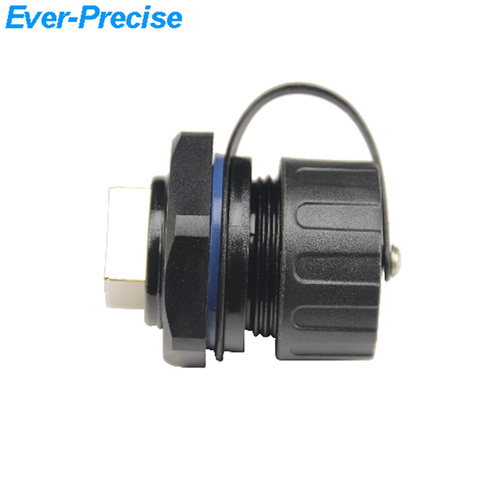 CAT.6 RJ45 SHIELDED INDUSTRIAL PANEL MOUNT BULKHEAD COUPLER WITH DUST CAP COVER WATERPROOF CONNECTOR