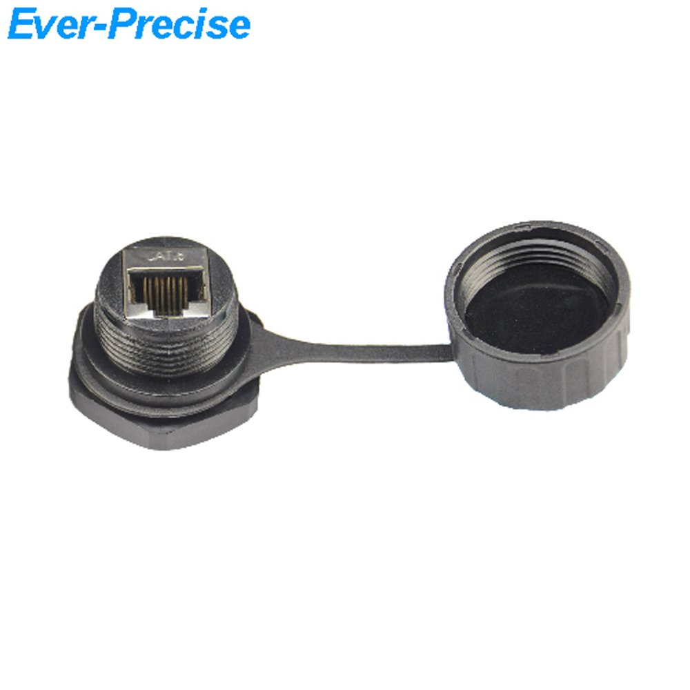 CAT.6 RJ45 SHIELDED INDUSTRIAL PANEL MOUNT BULKHEAD COUPLER WITH DUST CAP COVER WATERPROOF CONNECTOR