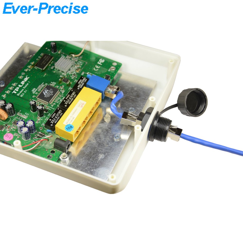 CAT.6 RJ45 SHIELDED INDUSTRIAL PANEL MOUNT BULKHEAD COUPLER WITH DUST CAP COVER WATERPROOF CONNECTOR