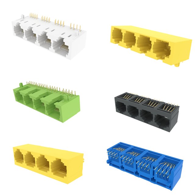 2*1 Port Rj 45 Ethernet Rj45 Socket Connector