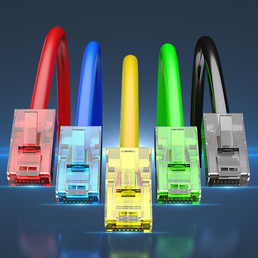 1bag=100pcs,20pcs/color Mixed Colors EZ to Crimp Modular Plug RJ45 Cat6 Pass Through Connectors