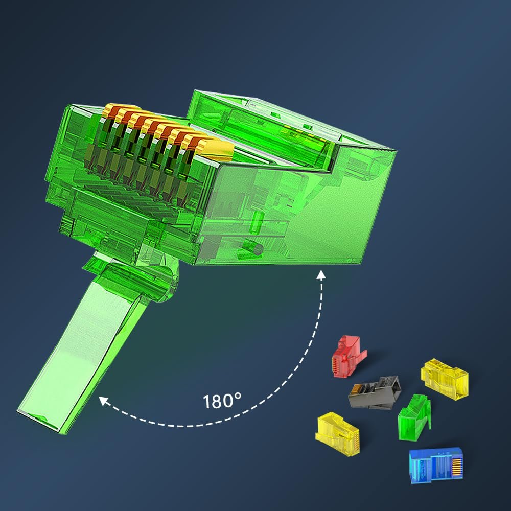 1bag=100pcs,20pcs/color Mixed Colors EZ to Crimp Modular Plug RJ45 Cat6 Pass Through Connectors