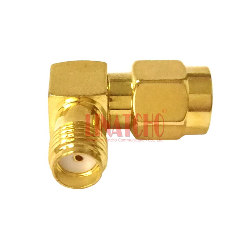 Turn a Corner Golden Right Angle SMA Male to SMA Female Connector