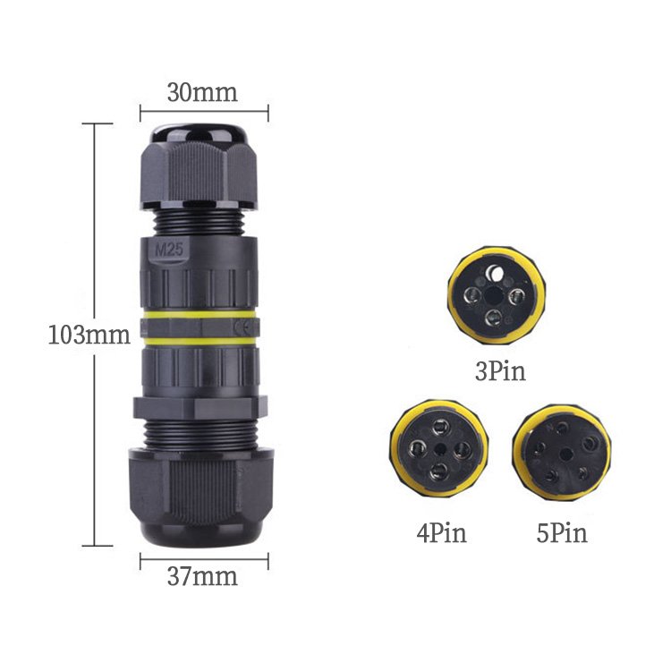 5pin I Type 1 In 2 Out Professional Led Outdoor Waterproof Cable Connector Power Lock Connector