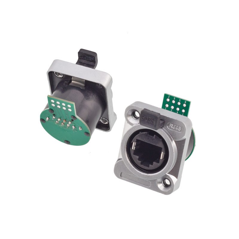 Panel mount right angle rj45 wall square socket IP68 with cable rj45 waterproof connector
