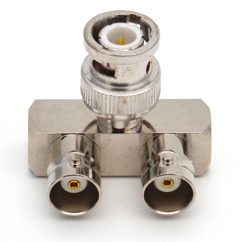 All copper RF coaxial monitoring adapter BNC-JKK three-way connector bent type Twinax Tee Adapter