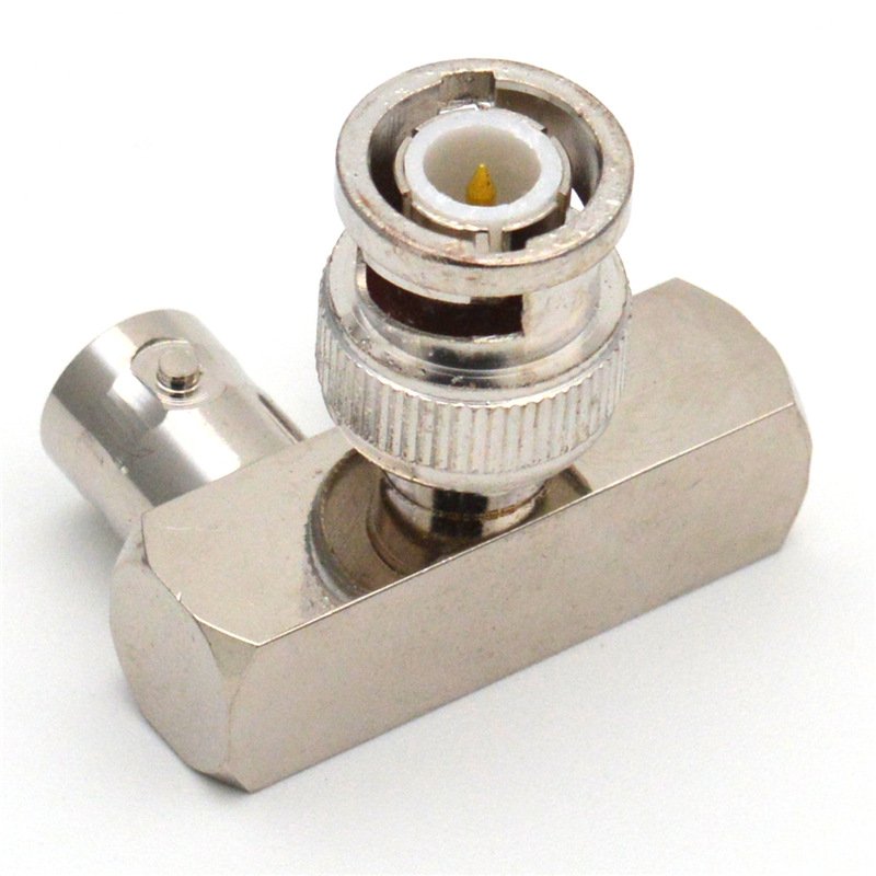 All copper RF coaxial monitoring adapter BNC-JKK three-way connector bent type Twinax Tee Adapter