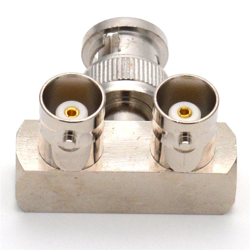 All copper RF coaxial monitoring adapter BNC-JKK three-way connector bent type Twinax Tee Adapter