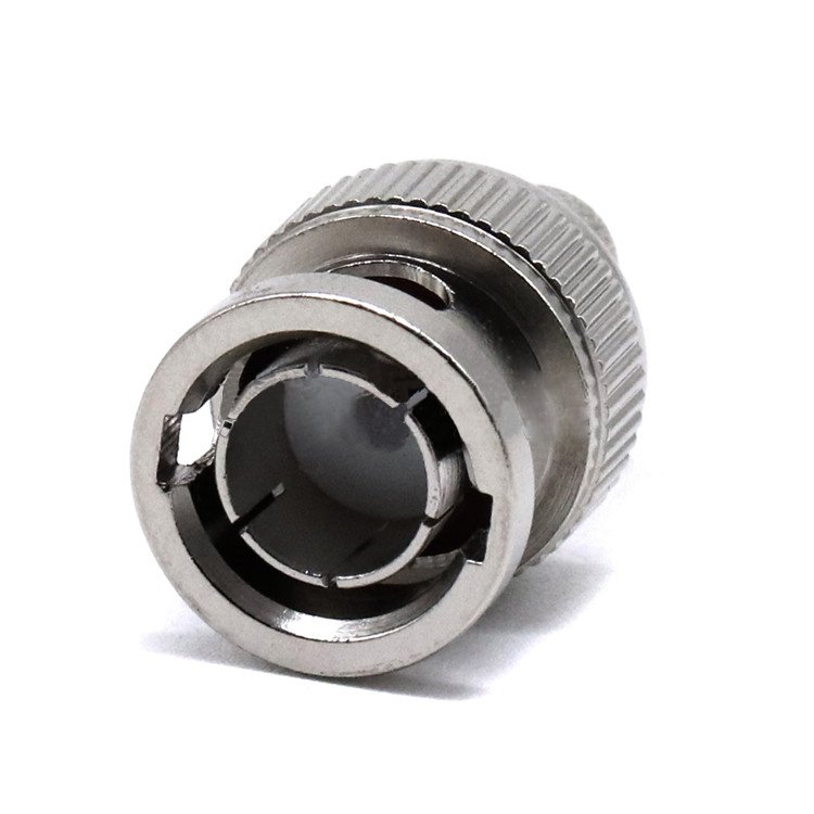 Quality brass nickel-plated BNC male straight RF coaxial connector crimp RG59 cable connector