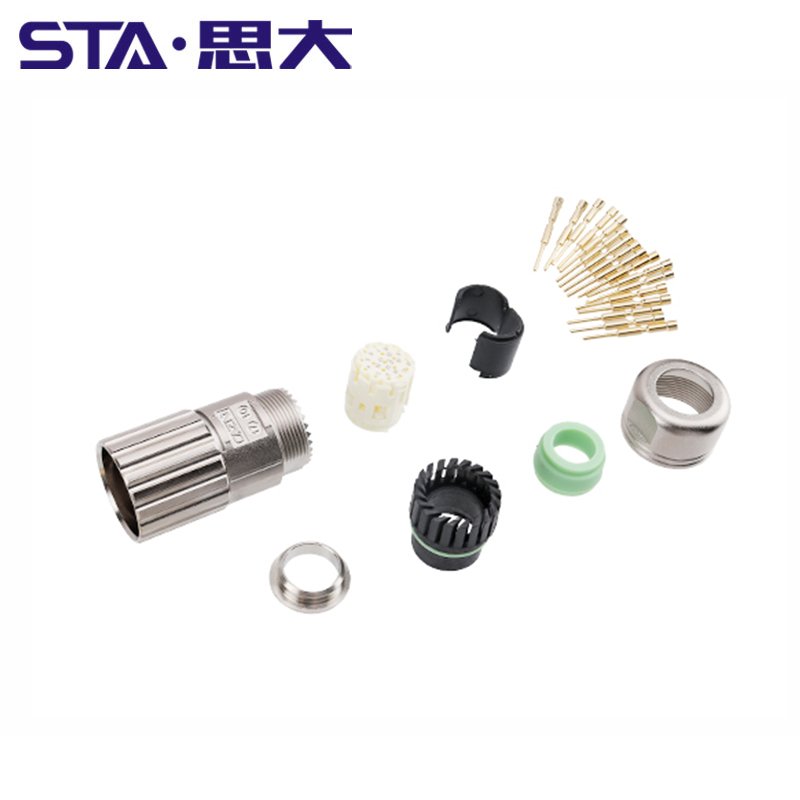 M23 Cable Connector Male Straight IP67 6 7 9 12 17 Pins Motion Control Plug M23 Metal Circular Connectors Crimp Contact