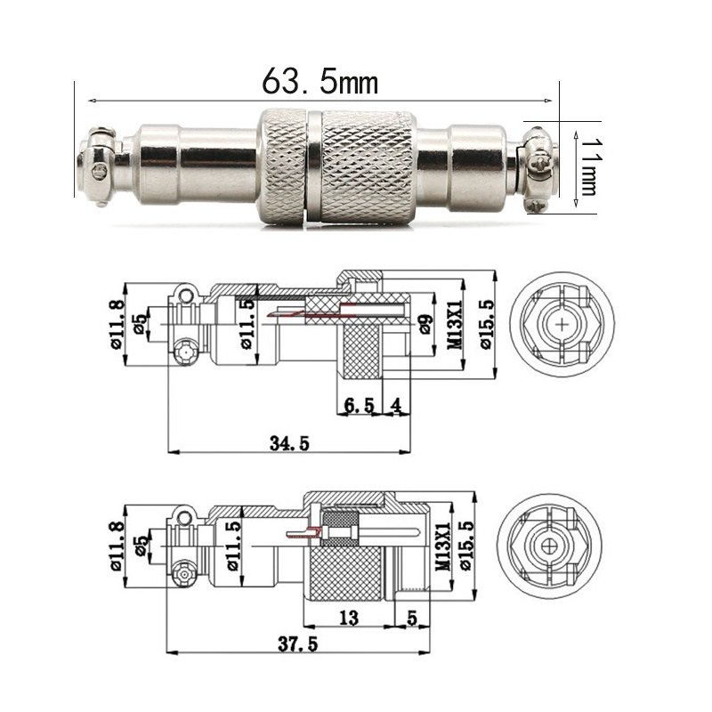 GX12 Male Female Connector 2 3 4 5 6 7 Pin Aviation Connector Panel Mount Male Connector