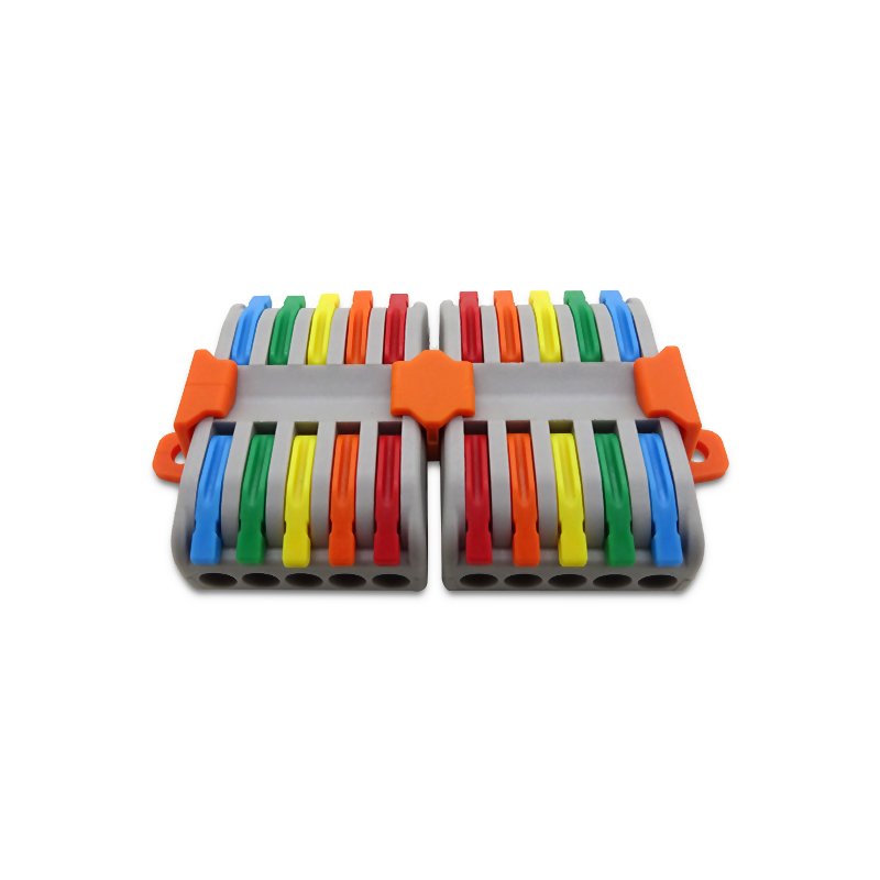 Two sides quintuple DF-2-5 colorful Lever-nuts 5 pin conductor 5 lines in 5 lines out wire connector for solid & strand wires