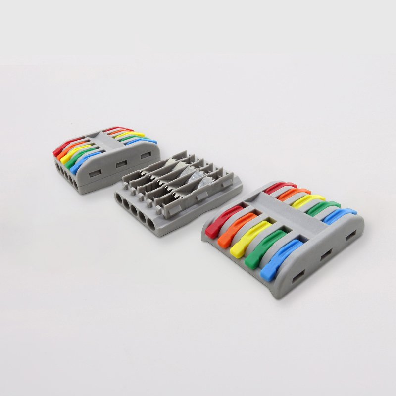 Two sides quintuple DF-2-5 colorful Lever-nuts 5 pin conductor 5 lines in 5 lines out wire connector for solid & strand wires