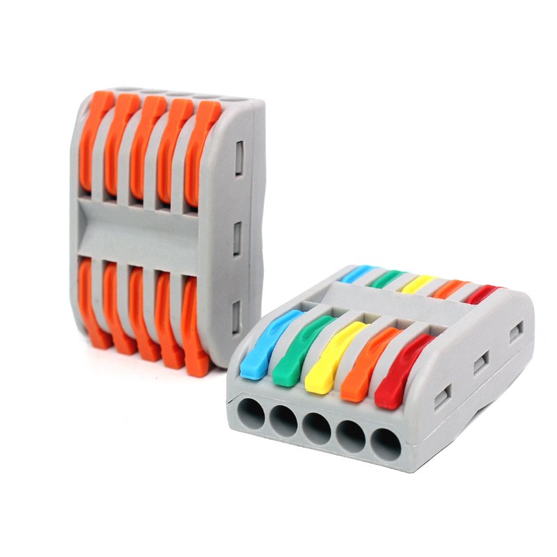 Two sides quintuple DF-2-5 colorful Lever-nuts 5 pin conductor 5 lines in 5 lines out wire connector for solid & strand wires
