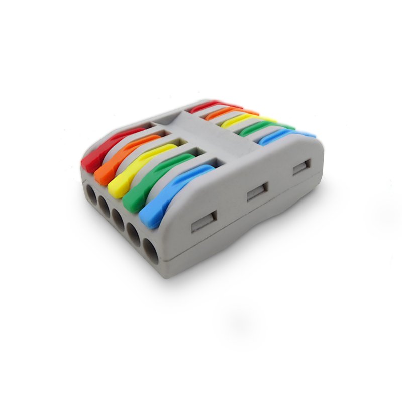 Two sides quintuple DF-2-5 colorful Lever-nuts 5 pin conductor 5 lines in 5 lines out wire connector for solid & strand wires