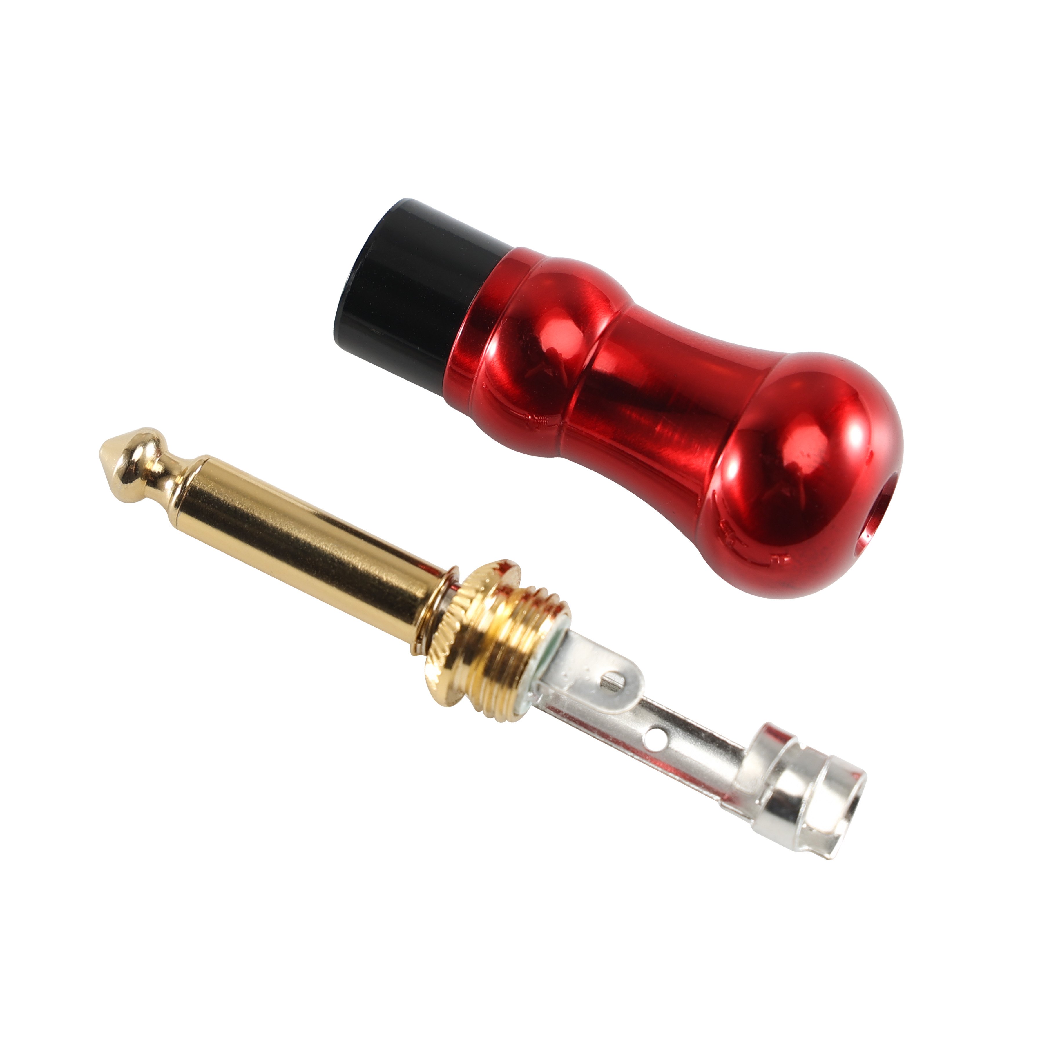 New Design Red 1/4 6.35mm Audio Mute Silent Mono TS Guitar Plug Jack Connector