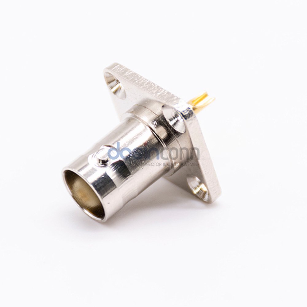 High Quality BNC Connector Female 4 Hole Flange Solder for Cable BNC Coaxial Connector