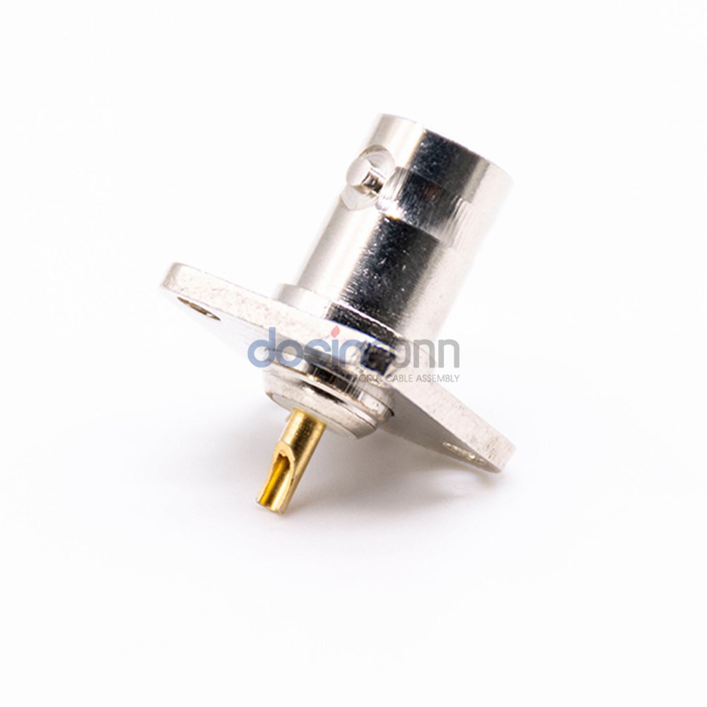 High Quality BNC Connector Female 4 Hole Flange Solder for Cable BNC Coaxial Connector