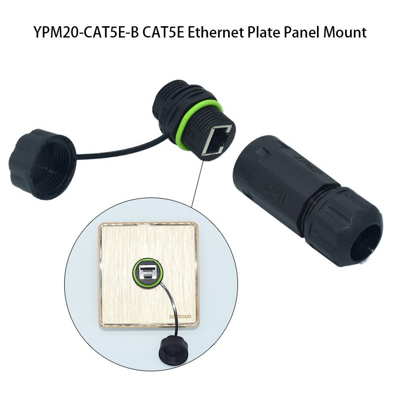 YXY RJ45 8Pin Ethernet LAN Waterproof Connector M23 Panel Mount CAT5E RJ45 Connector With Dust Shield Case IP68 Outdoor