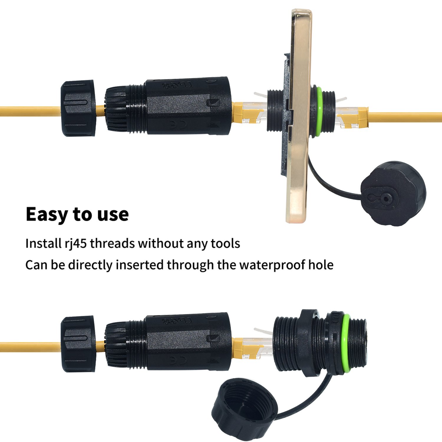 YXY RJ45 8Pin Ethernet LAN Waterproof Connector M23 Panel Mount CAT5E RJ45 Connector With Dust Shield Case IP68 Outdoor