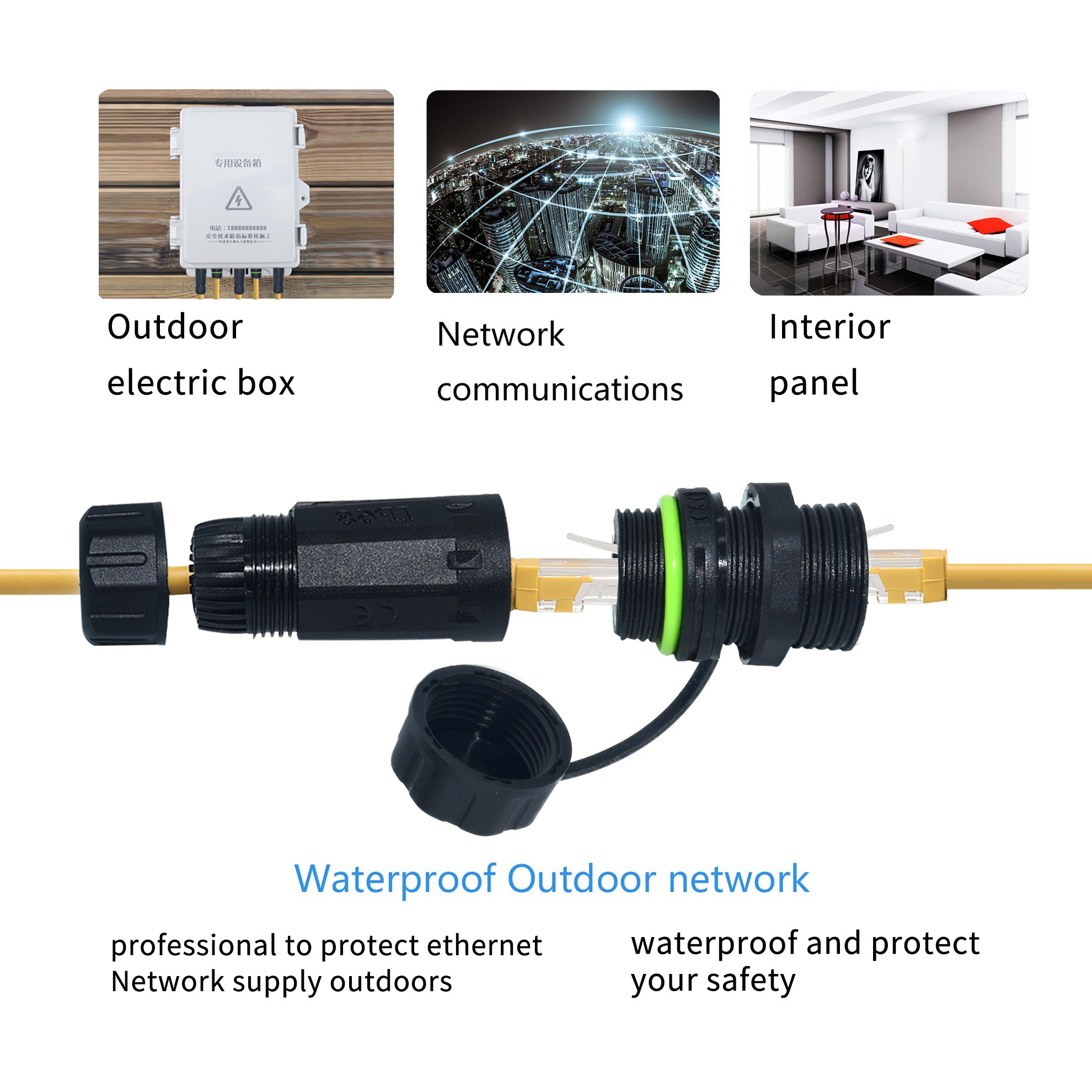 YXY RJ45 8Pin Ethernet LAN Waterproof Connector M23 Panel Mount CAT5E RJ45 Connector With Dust Shield Case IP68 Outdoor
