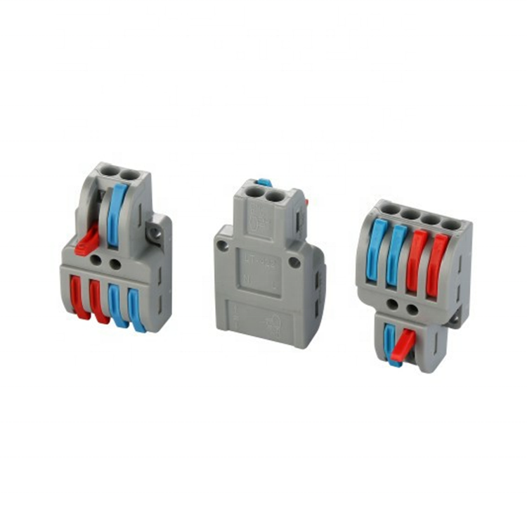 Efficient Double Head 4 Way 250V Nylon Copper Block Terminal Connectors For AC Power Socket With 0.2-4mm Square Meter Solid Wire