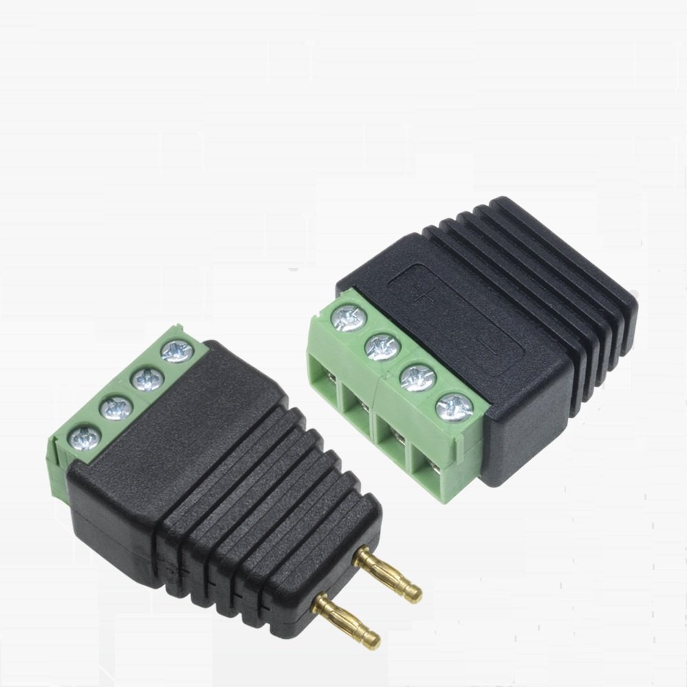 4mm Banana Connector Double Plug Male Screw Locking 2 Pin Terminal Brass Gold Plated Connect to Socket for HIFI Audio Speaker