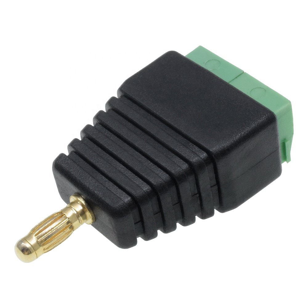 4mm Banana Connector Double Plug Male Screw Locking 2 Pin Terminal Brass Gold Plated Connect to Socket for HIFI Audio Speaker